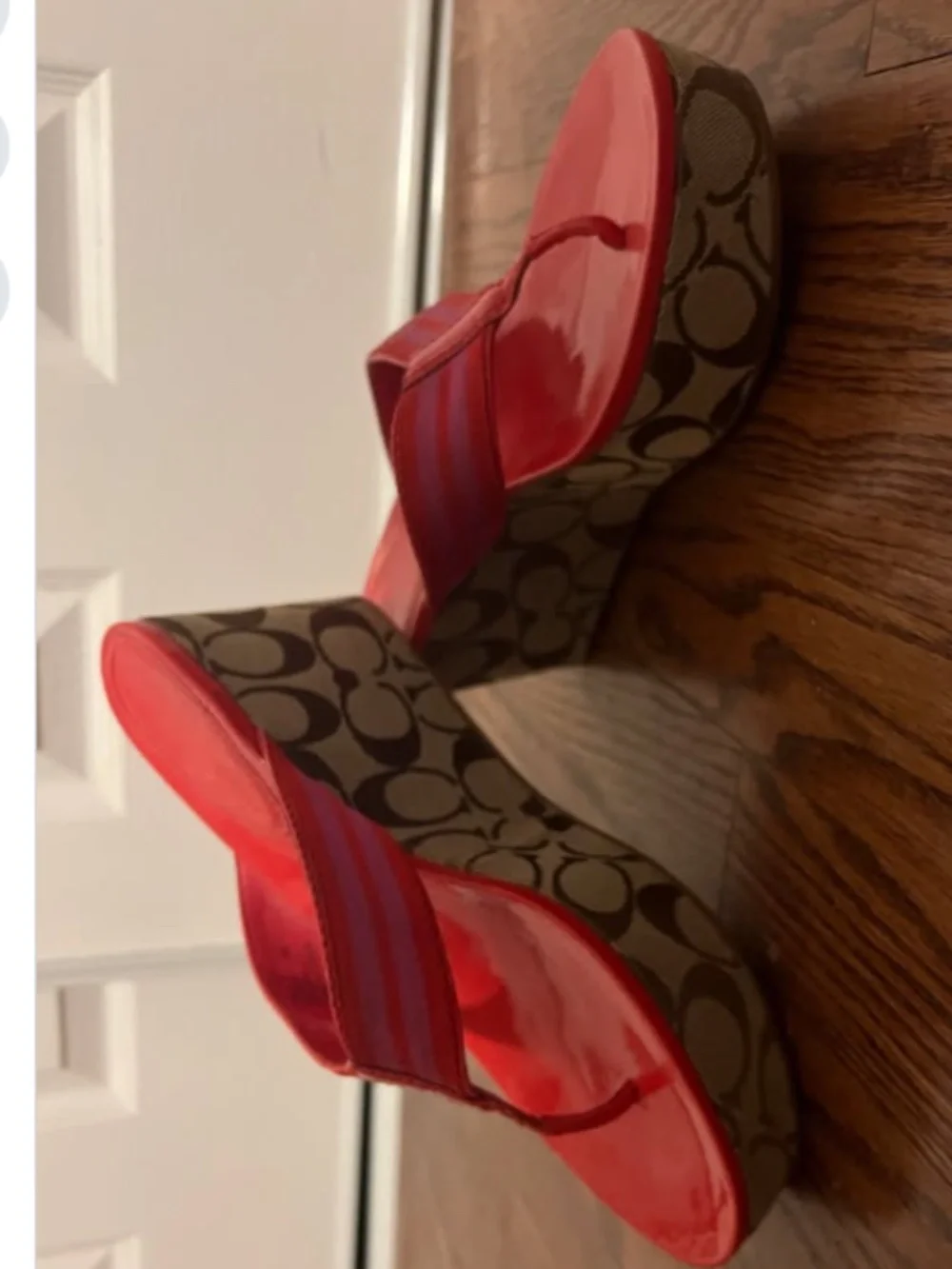 Coach Gabriela Stripe Web Wedge Sandals (NEW) Size 9 - Picture 5 of 5